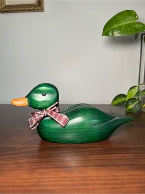 Vintage Hand Painted Wooden Mallard Duck Decoy Rustic Cabin Farmhouse Decor art